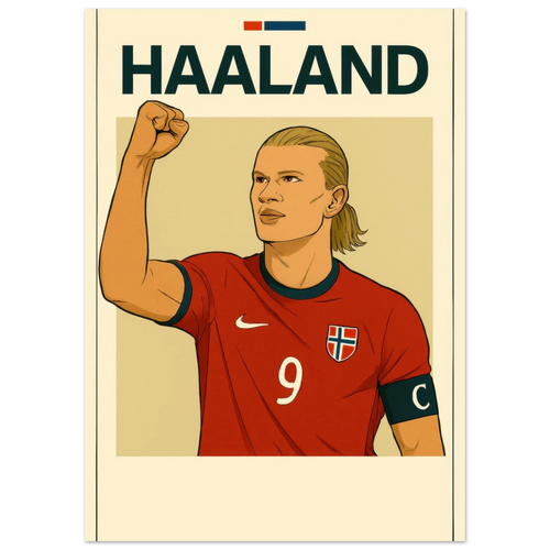 Fotbollshjälte Haaland Konsttryck - Modern Sportikon Poster i Flera Storlekar
