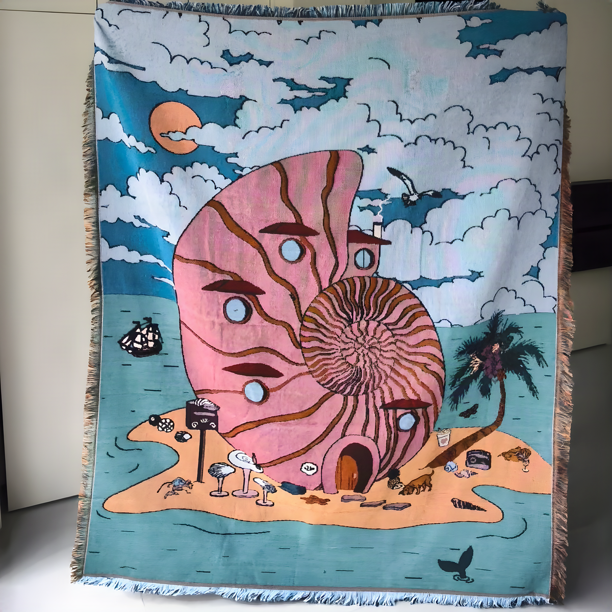 Illustrated Woven Throw Blanket
