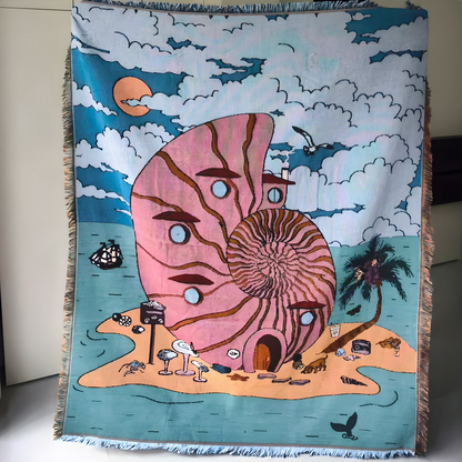 Illustrated Woven Throw Blanket