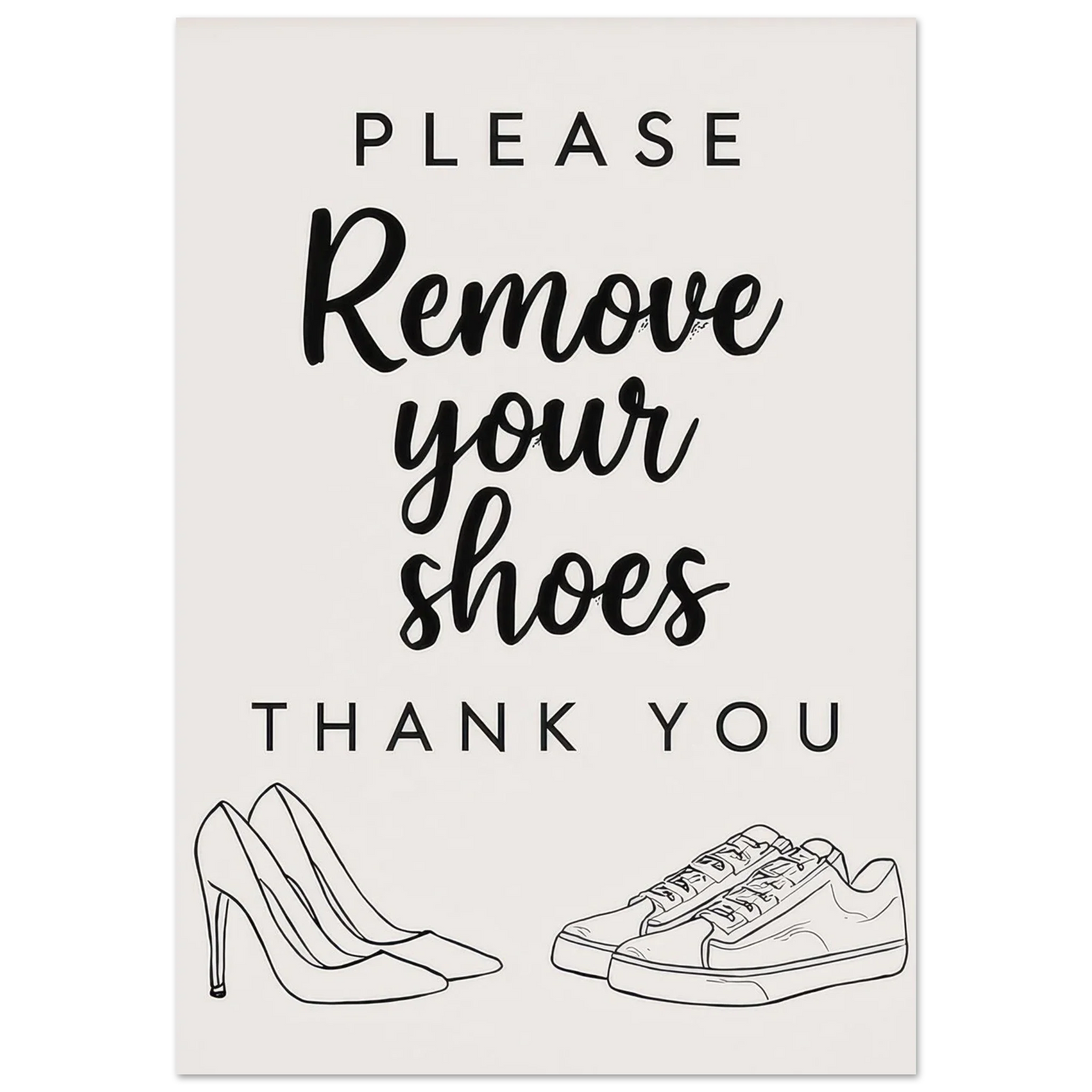 Elegant 'Remove Your Shoes' Art Print for a Welcoming Home in Multiple Sizes