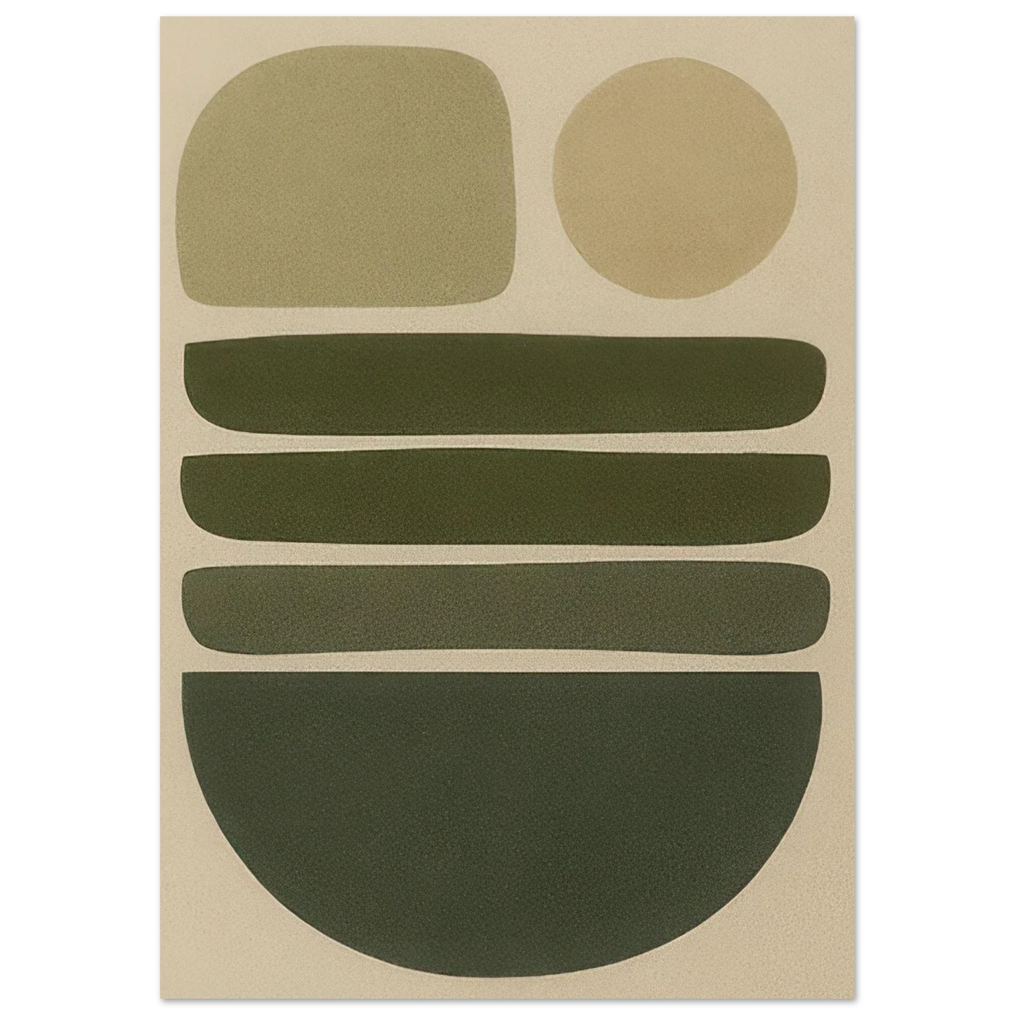 Abstrakt Minimalistisk Jordnära Konsttryck | Modern Väggkonst i Grågröna Toner