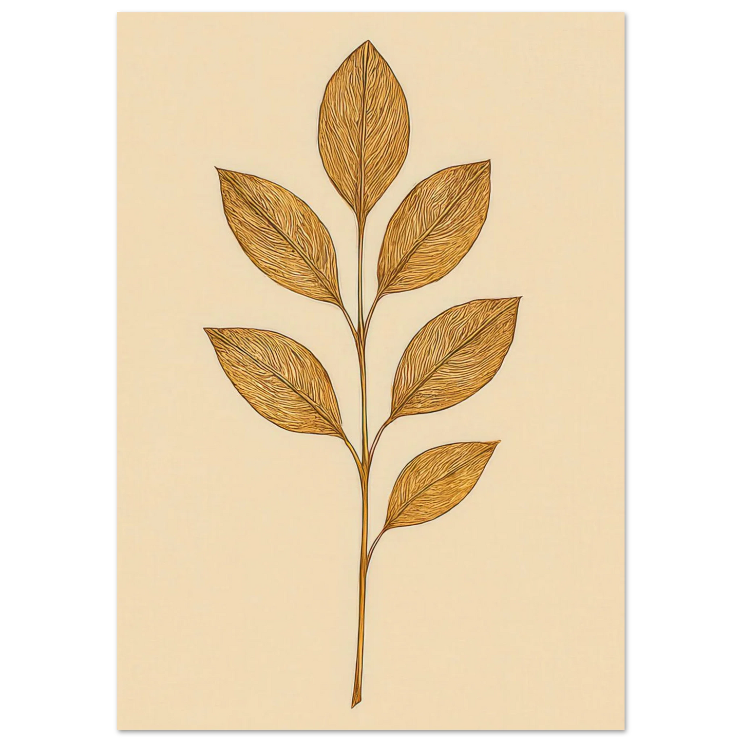 Frukter Golden Leaf Art Print - Minimalistisk Botanisk Väggkonst i Olika Storlekar