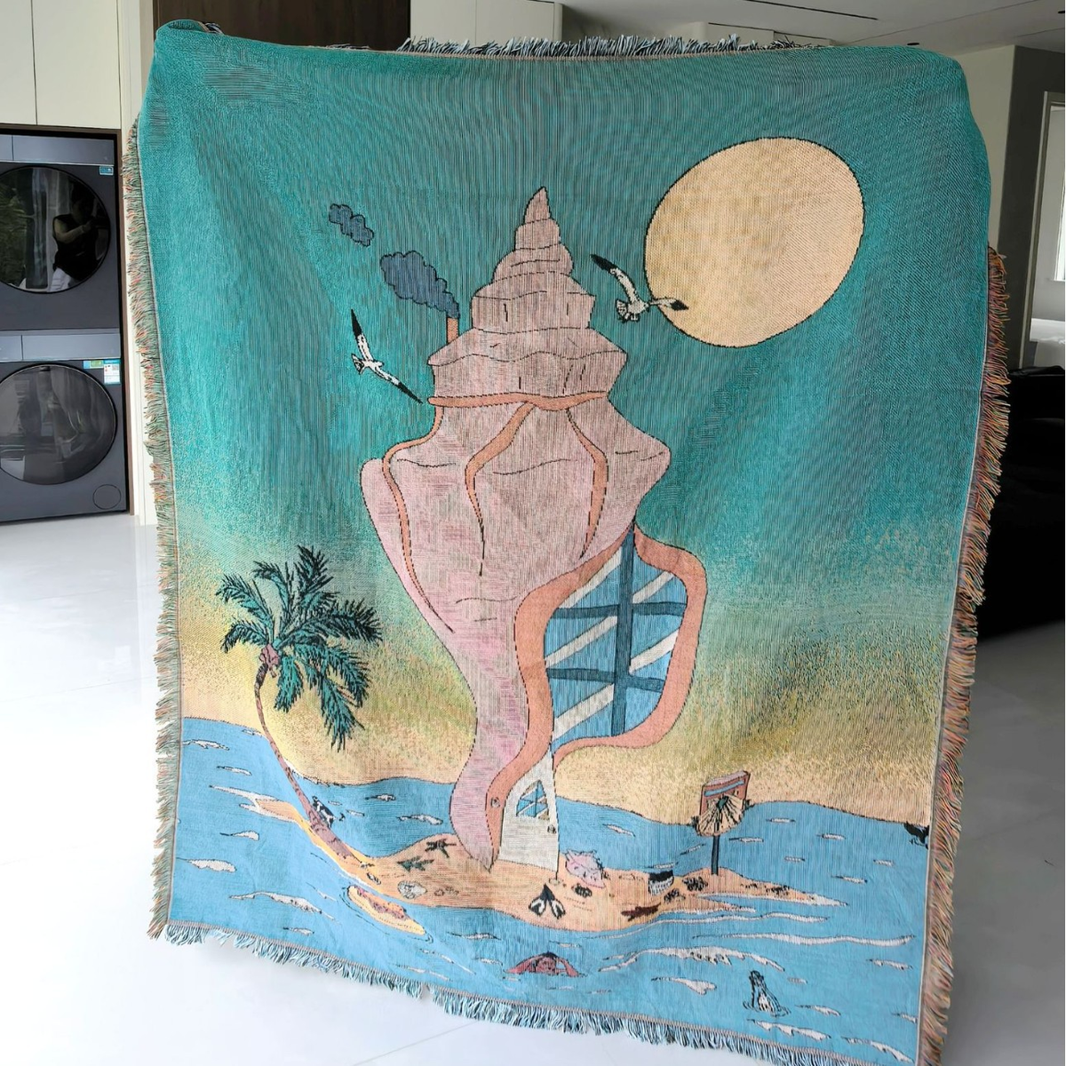 Illustrated Woven Throw Blanket