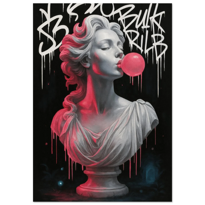 Neon Bust Bubblegum Dream: Striking Pop Art Poster with Vibrant Graffiti Flair, in Your Choice of 29 Sizes