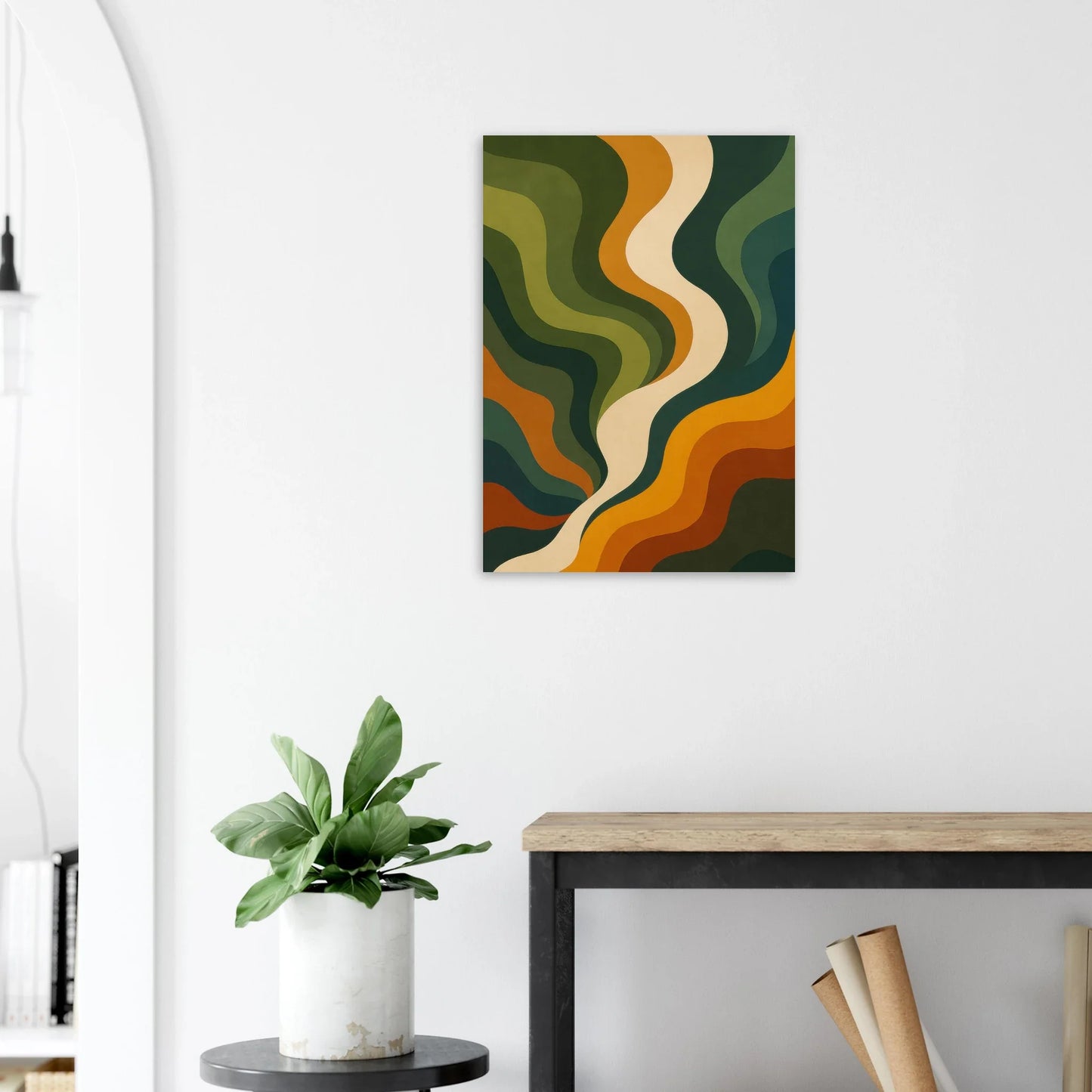 Retro Abstract Swirls Poster - Earth Tones Mid-Century Modern Art Print in 29 Sizes