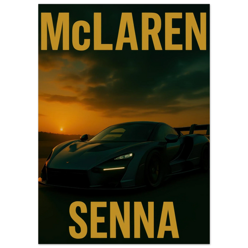 McLaren Senna Sunset Drive Poster - Dynamic Golden Hour Automotive Art Print