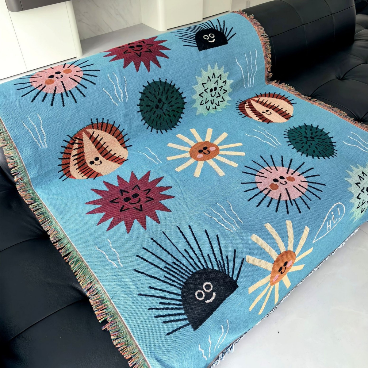 Illustrated Woven Throw Blanket