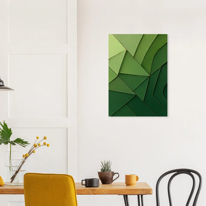 Abstrakt Minimalistisk Grön Geometri Konsttryck – Väggkonst i Nyanser av Skog och Limegrön