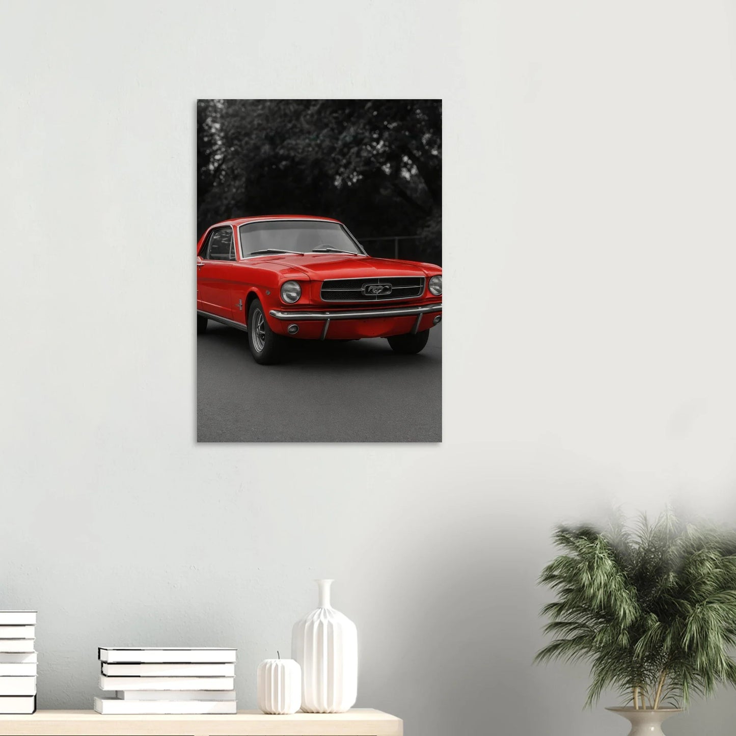 Klassisk Röd Mustang Poster - Tidlös Bilkonst för Entusiasten