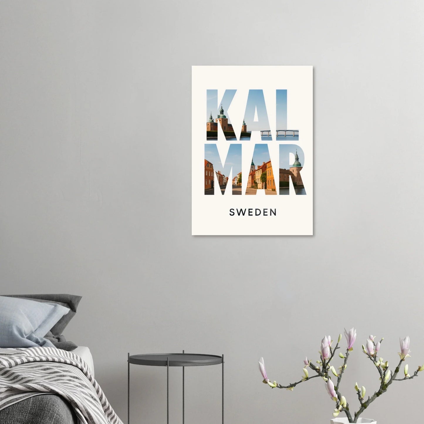 Kalmar, Sweden Cityscape Art Poster – Vibrant Swedish Architecture & Bridges