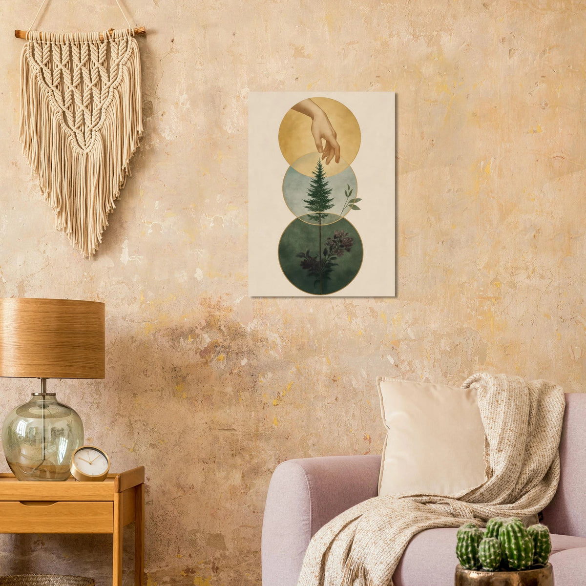 Divine Nature's Touch Art Print – Earthy & Mystical Botanical Wall Decor in Various Sizes
