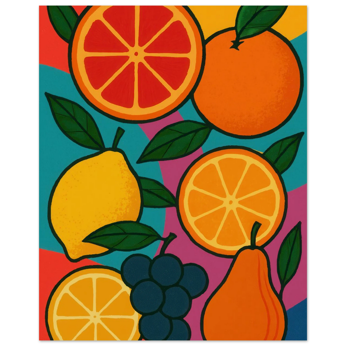 Frukter: Vibrant Pop Art Frukt Poster – Lägg till en färgexplosion i ditt hem
