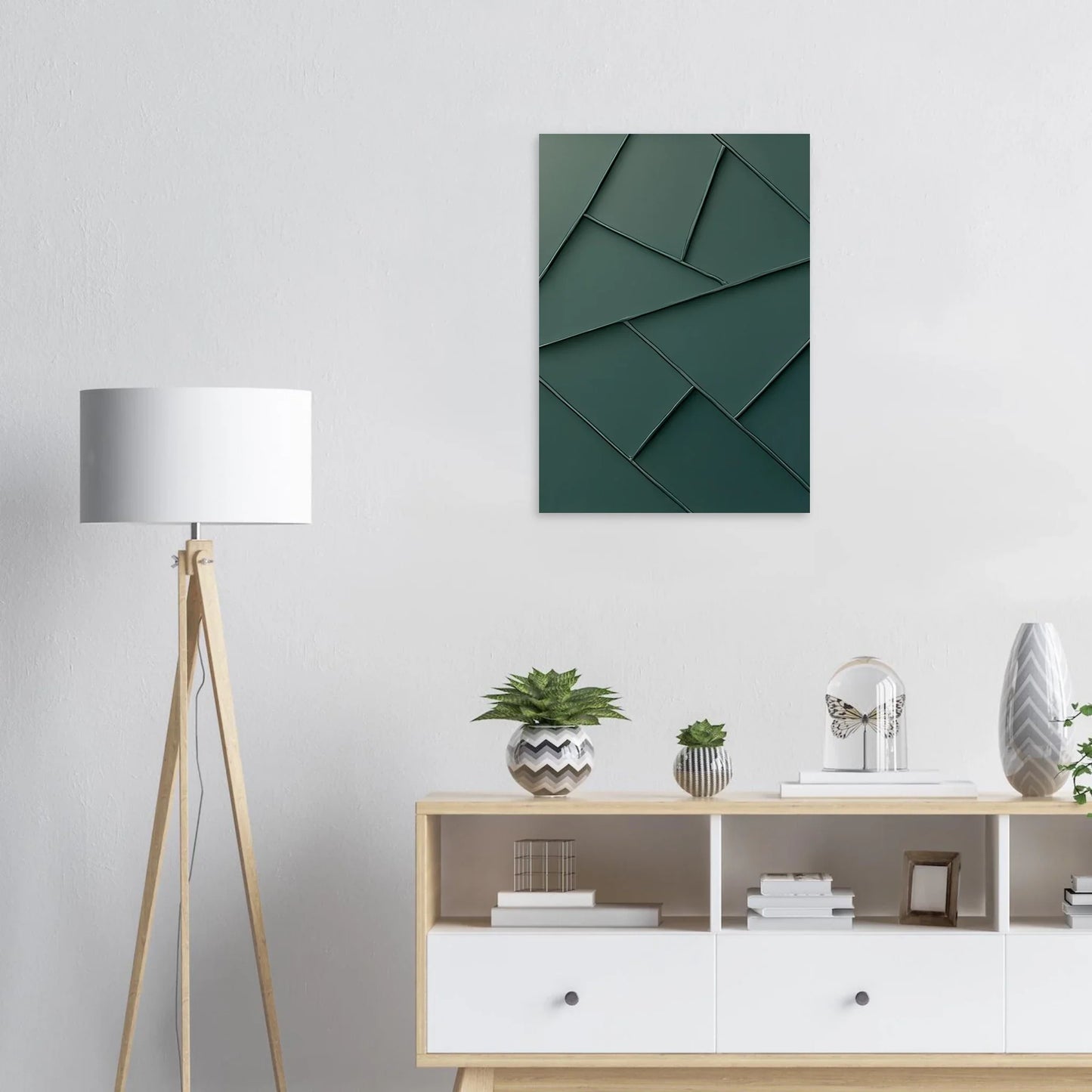 Minimalist Forest Green Geometric Art Print – Abstrakt Design for Modern Spaces