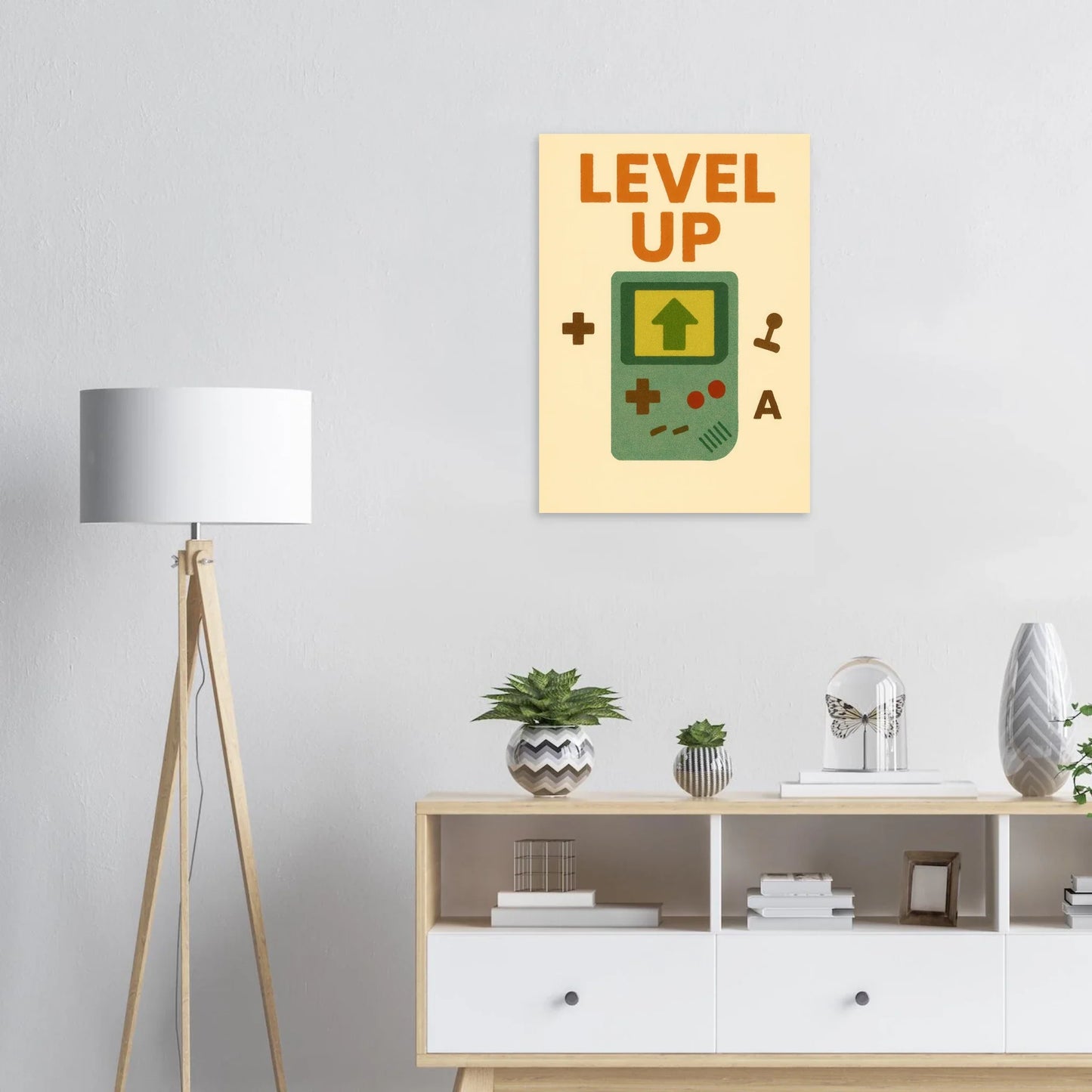 Level Up Retro Gaming Poster – Nostalgic Art Print for Gamers