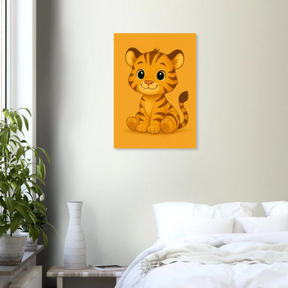 Söt Liten Tiger Valp Konsttryck | Charmig Barnrums Väggdekoration | Premium Halvblank Poster