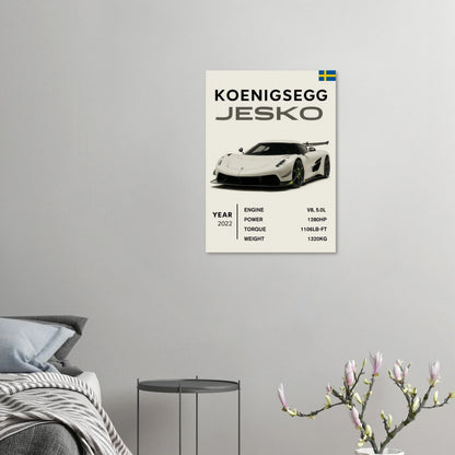 Koenigsegg Jesko Art Print – Svensk Bil Design Affisch för Motorsport Entusiaster