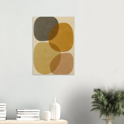 Abstrakt Jordnära Minimalistisk Konsttryck - Modern Geometri i Varma Nyanser