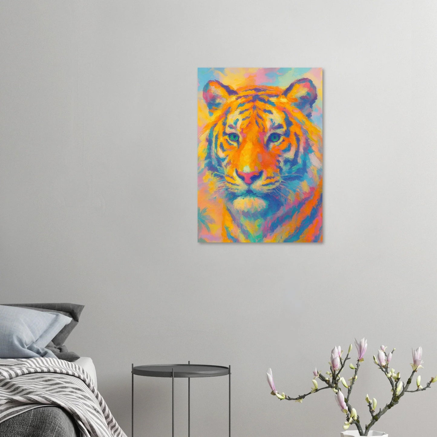 Djur: Psychedelic Tiger Canvas Print - Vibrant Abstract Wildlife Art in Multiple Sizes