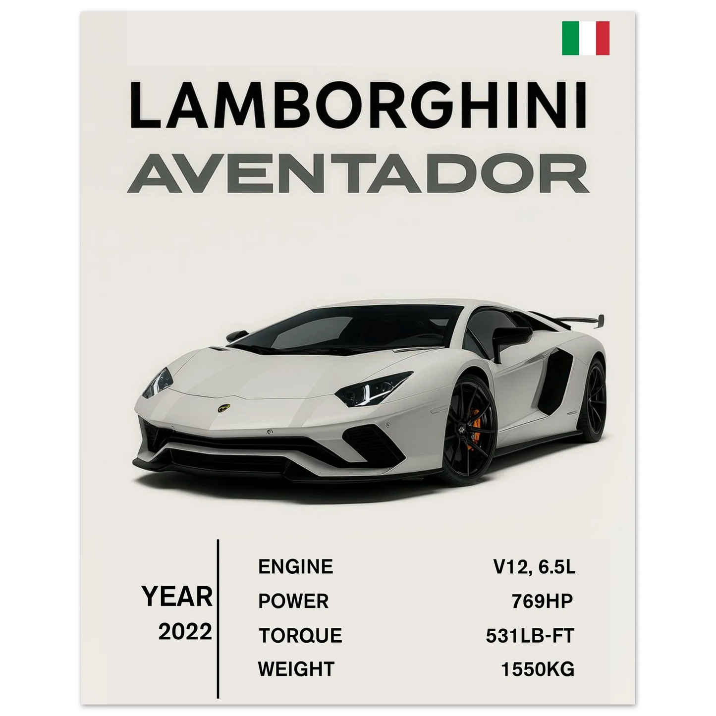 Lamborghini Aventador Modern Bilaffisch - Lyxig Superbil Konstavla