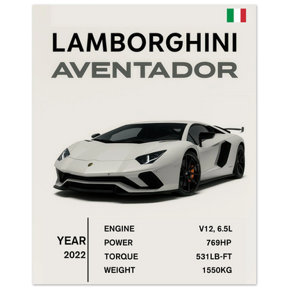 Lamborghini Aventador Modern Bilaffisch - Lyxig Superbil Konstavla