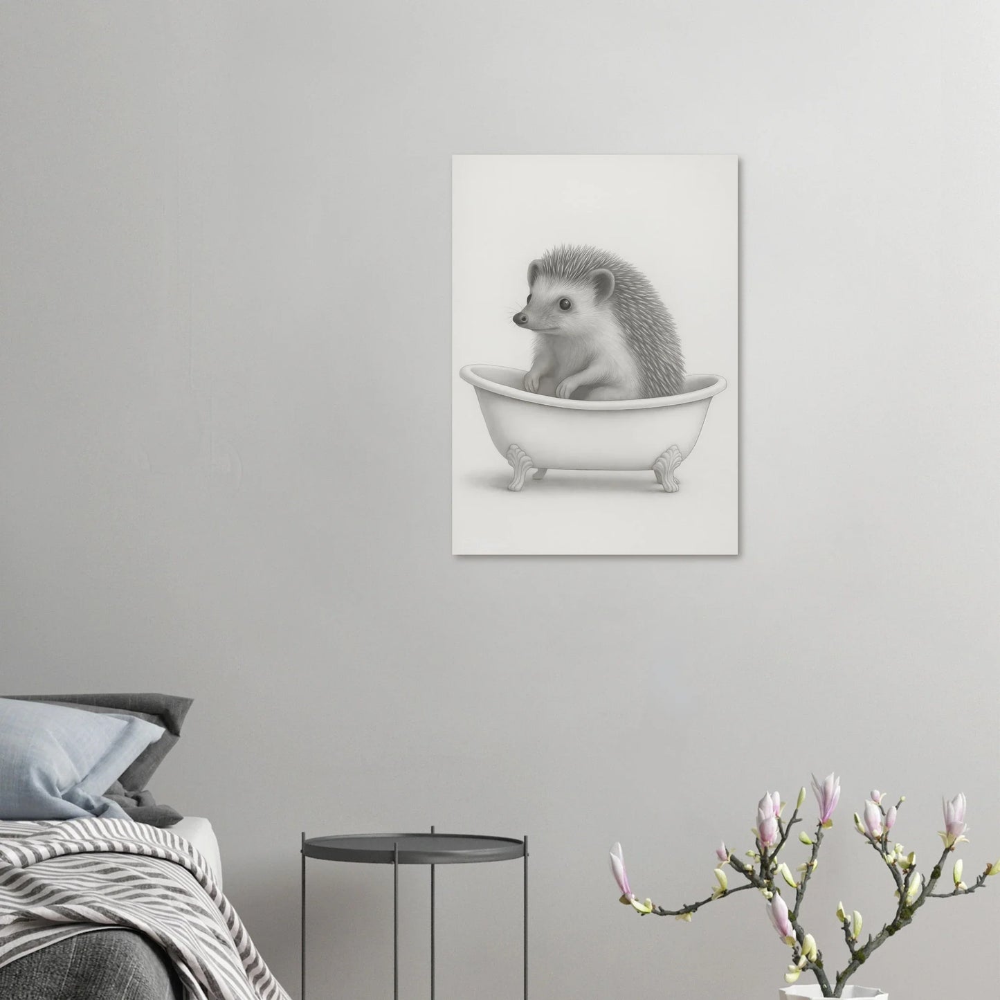 Charmig Igolkott i Badkar - Konstnärlig Skiss Poster i Flera Storlekar