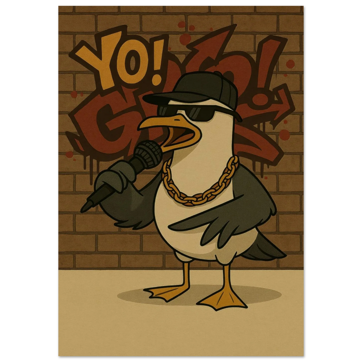 Urban Seagull Rapper Poster - Iconic Street Art Print in Various Sizes