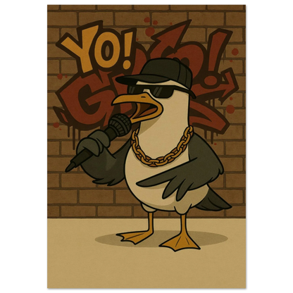 Urban Seagull Rapper Poster - Iconic Street Art Print in Various Sizes