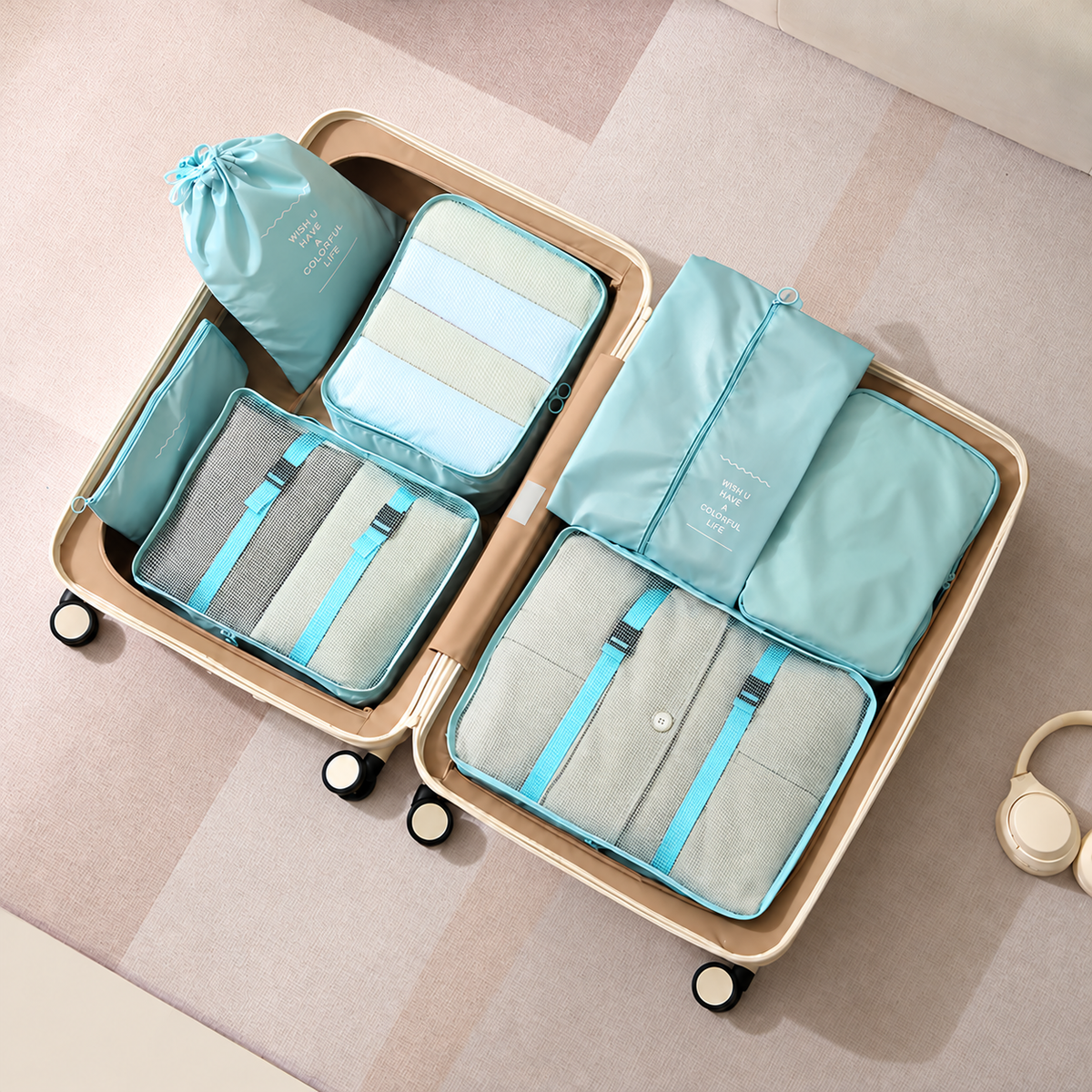 Seven-Piece Travel Packing Organizer Set