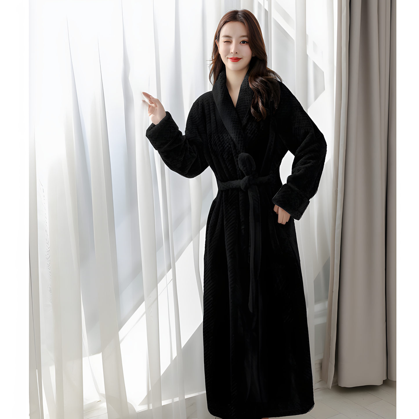 Women's Plush Hooded Bathrobe