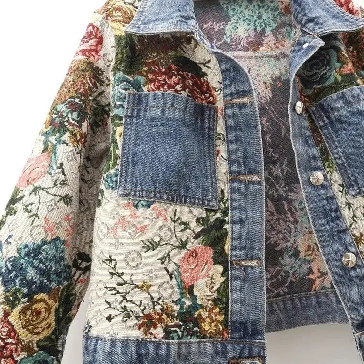 Floral Patchwork Denim Jacket
