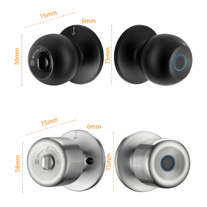 Rounded Fingerprint Smart Door Knob