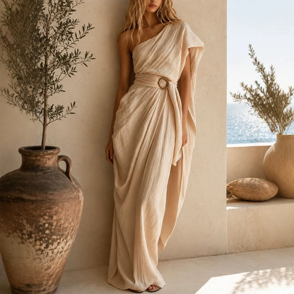 One-Shoulder Cotton Blend Dress