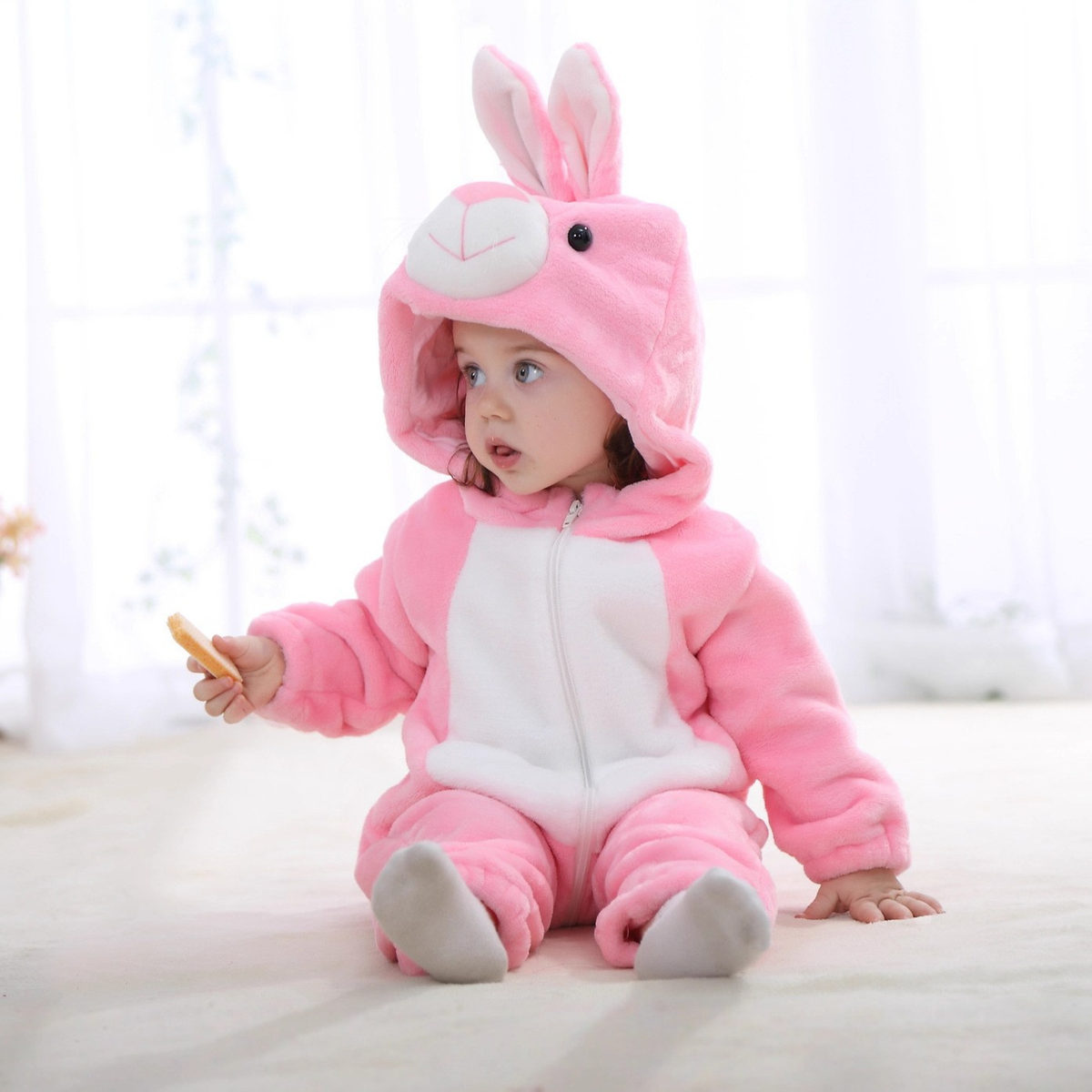 Fleece Animal Hooded Baby Romper