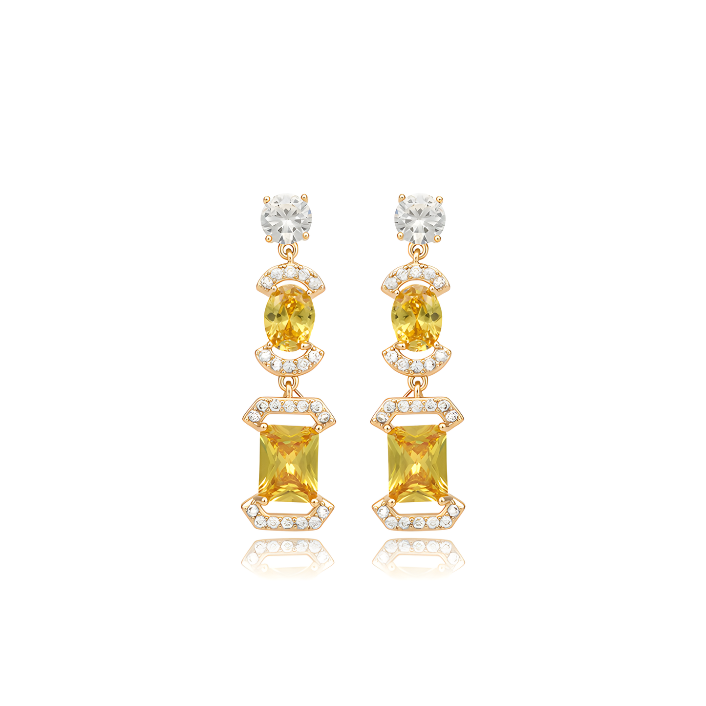 Gold-Tone Gemstone Necklace and Earring Set