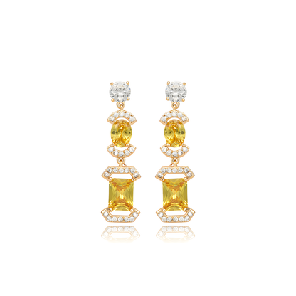 Gold-Tone Gemstone Necklace and Earring Set