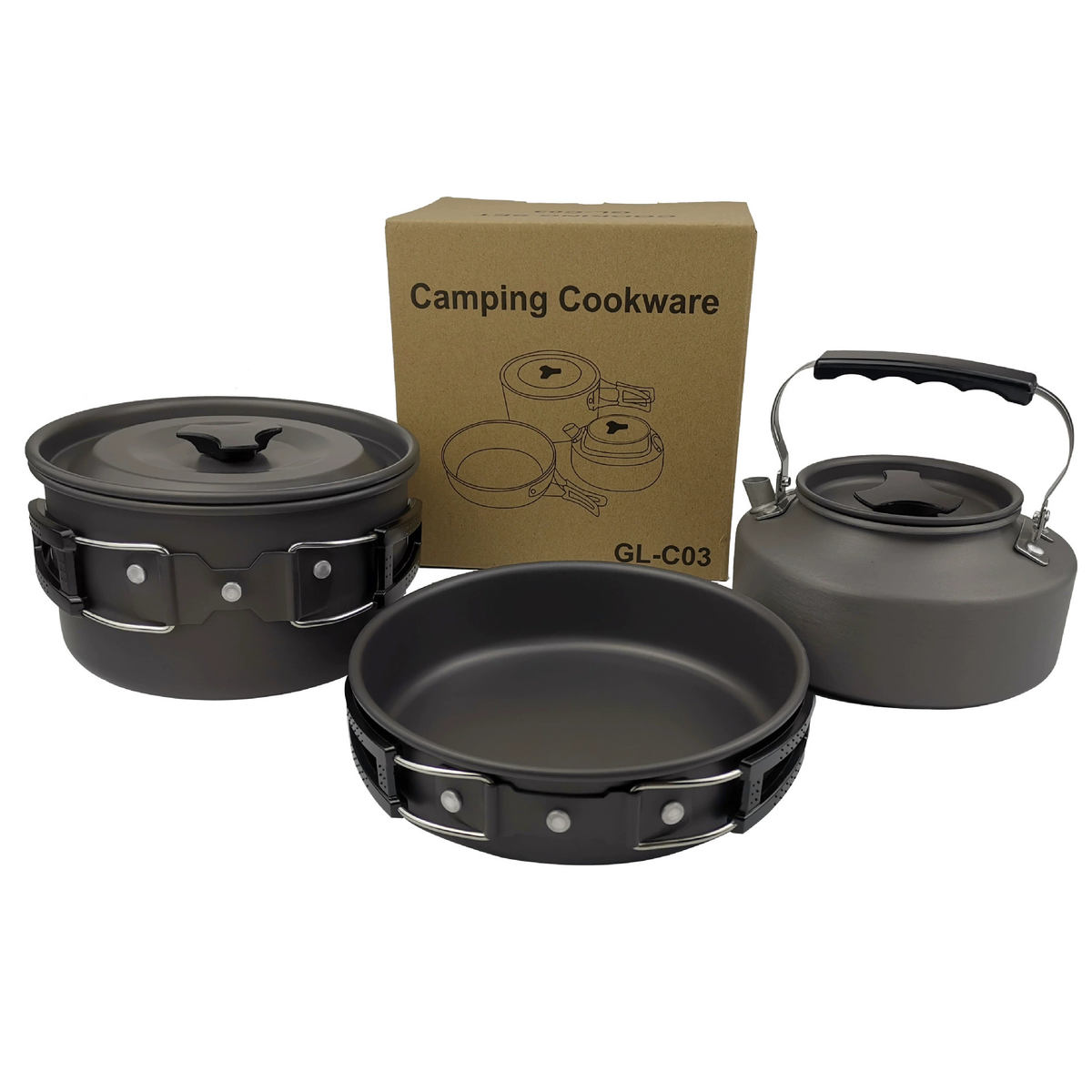 Nested Camping Cookware and Kettle Kit