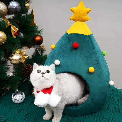 Christmas Tree Plush Cat Cave