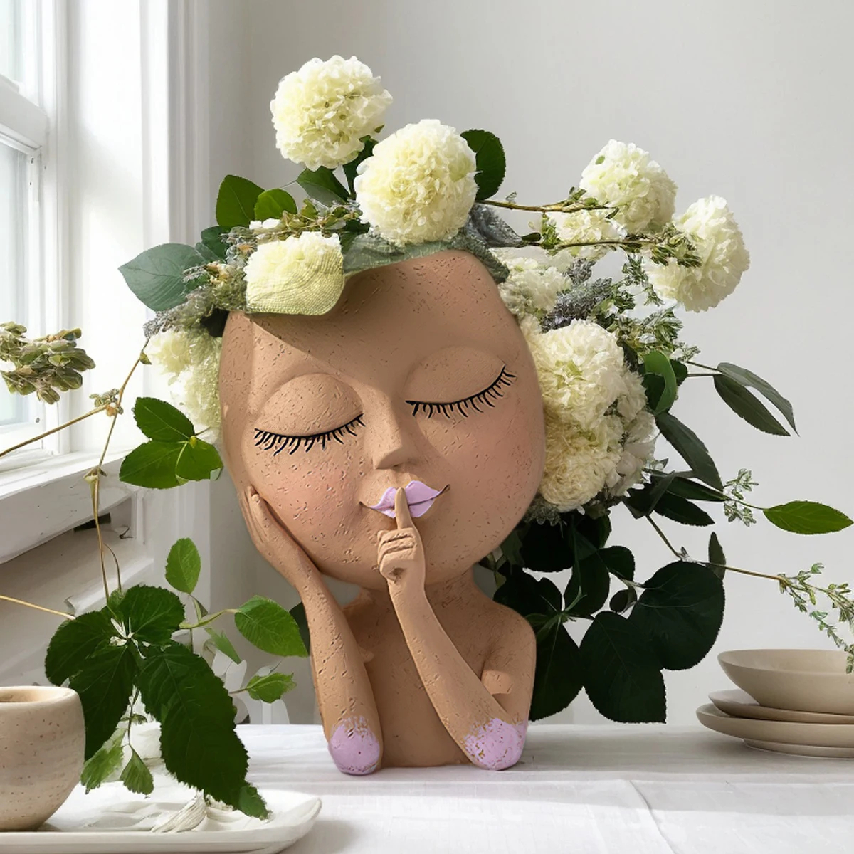Face-Shaped Resin Planter