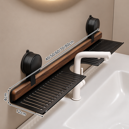 Walnut-Finish Bathroom Shelf