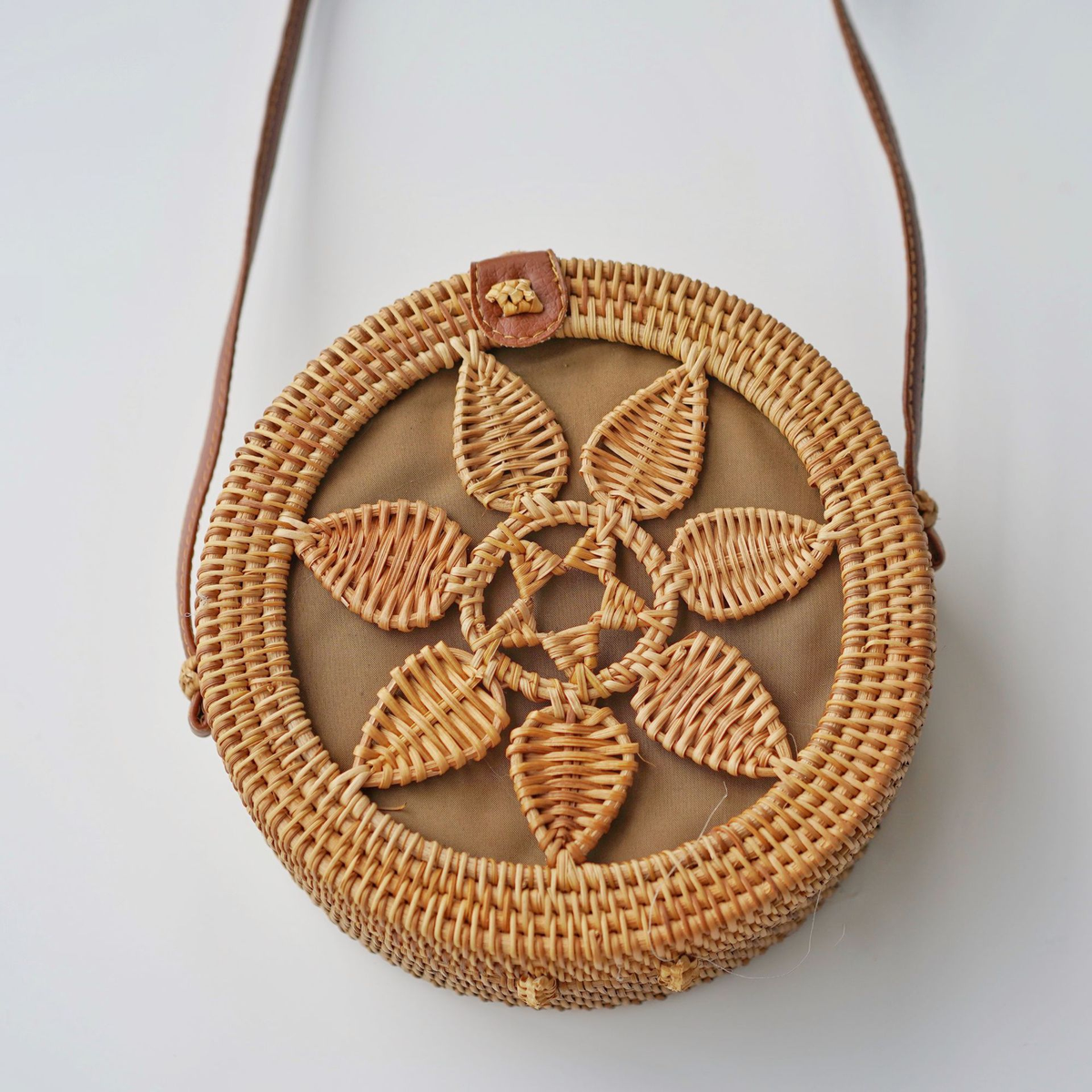 Handwoven Rattan Crossbody Bag