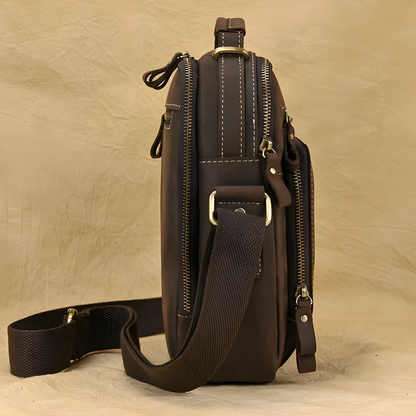 Multi-Zip Shoulder Messenger Bag