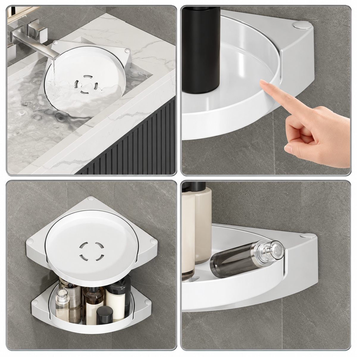 Rotating Corner Bathroom Shelf