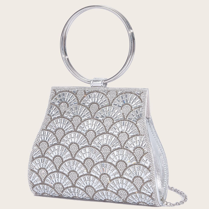 Rhinestone Ring-Handle Evening Bag