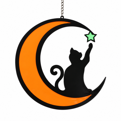 Cat and Moon Acrylic Hanging Decoration