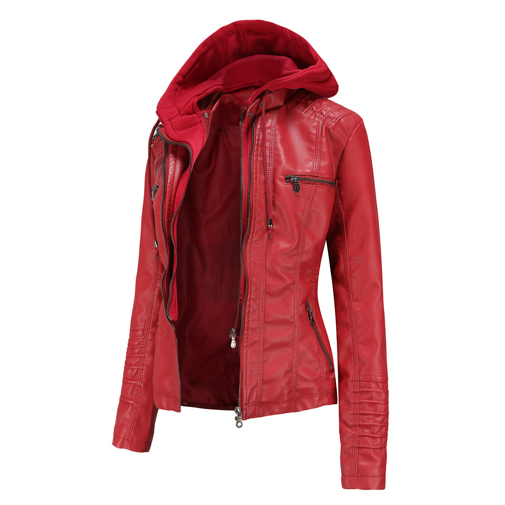 Hooded PU Leather Jacket
