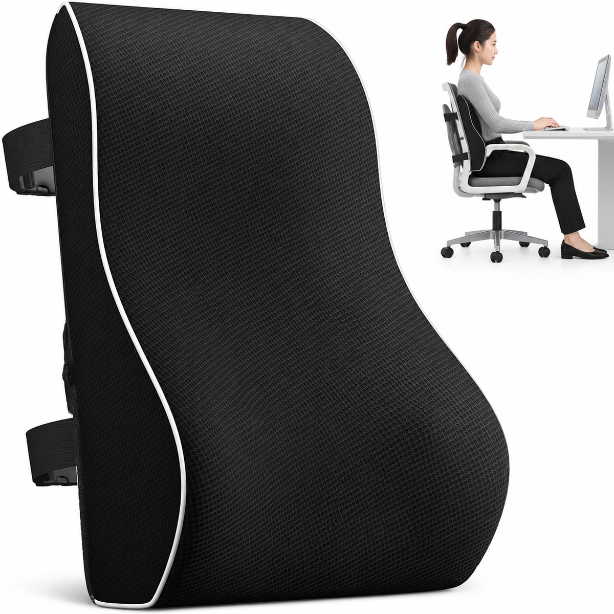 Contoured Memory Foam Lumbar Cushion