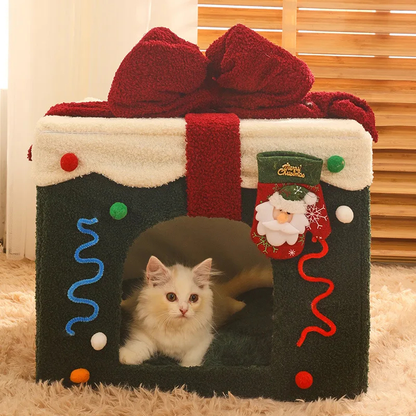 Christmas Cat House Bed
