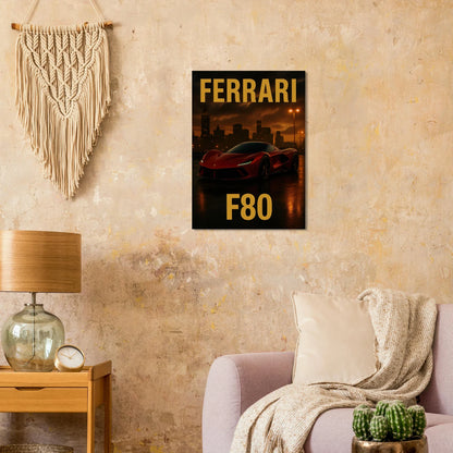 Ferrari F80 Supercar Sunset Drive Poster – Premium Matte Wall Art for Automotive Enthusiasts