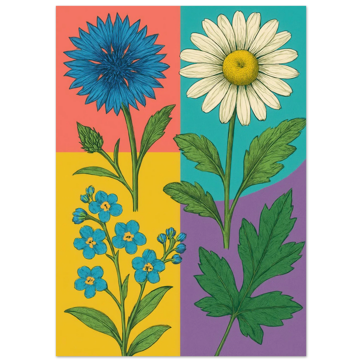 Frukter Botanisk Konsttryck - Livfulla Blomster på Halvblankt Premiumpapper i Flera Storlekar