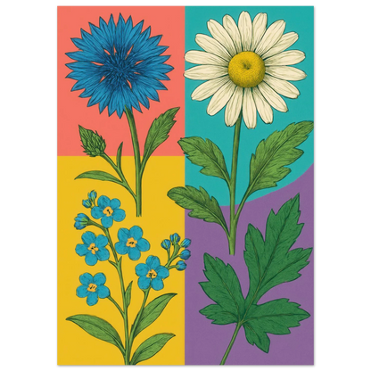 Frukter Botanisk Konsttryck - Livfulla Blomster på Halvblankt Premiumpapper i Flera Storlekar